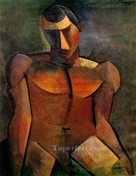 パブロ・ピカソ Painting - 座る裸の男 1908年 パブロ・ピカソ